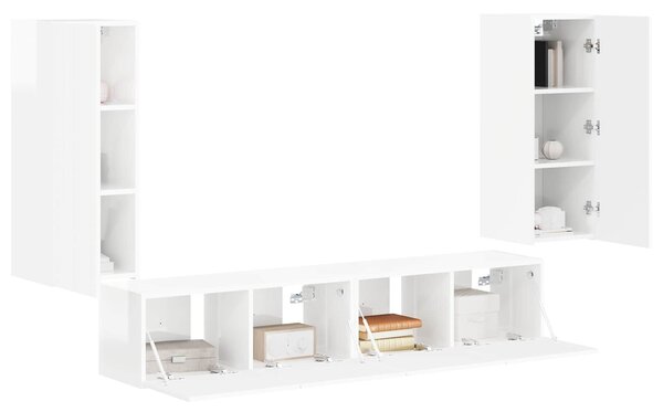 VidaXL TV falit kabinet szett 4 pcs Magas Fényű Fehér Faanyag