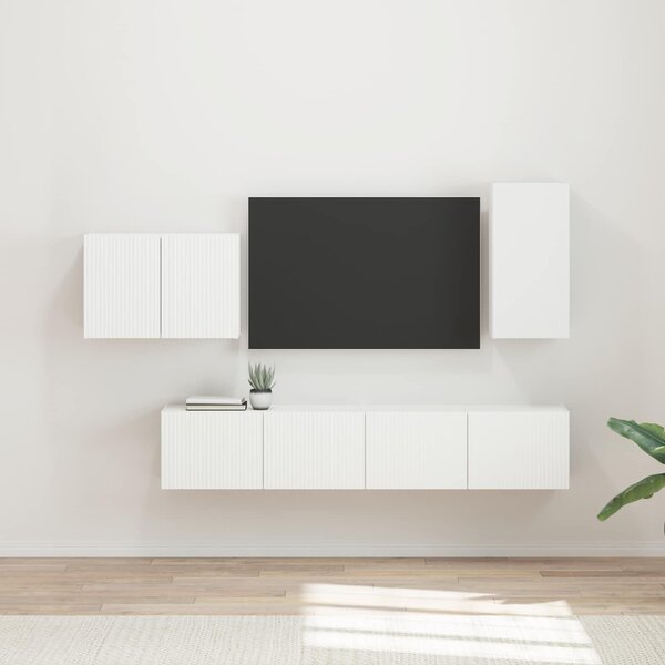 VidaXL TV falit kabinet szett Falra szerelhető 4 pcs Fehér Faanyag