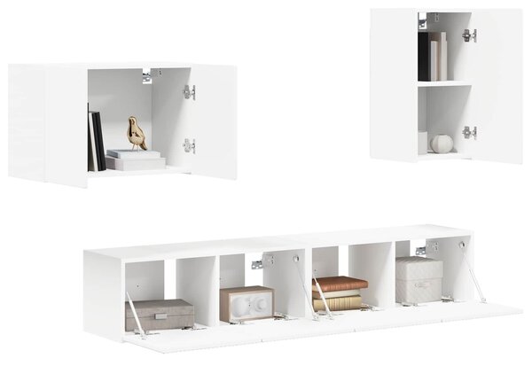 VidaXL TV falit kabinet szett Falra szerelhető 4 pcs Fehér Faanyag