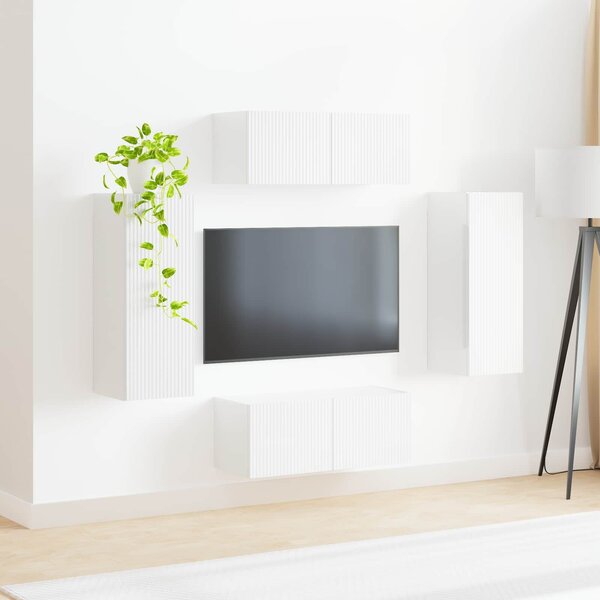 VidaXL TV falit kabinet szett 4 pcs Magas Fényű Fehér Faanyag