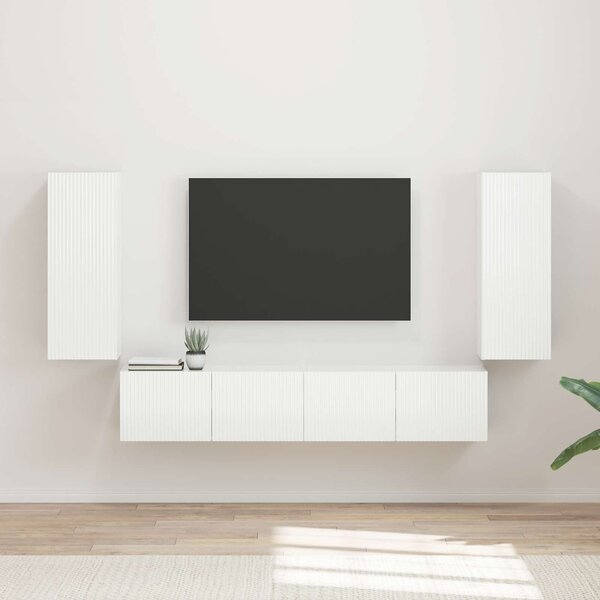 VidaXL TV falit kabinet szett 4 pcs Magas Fényű Fehér Faanyag