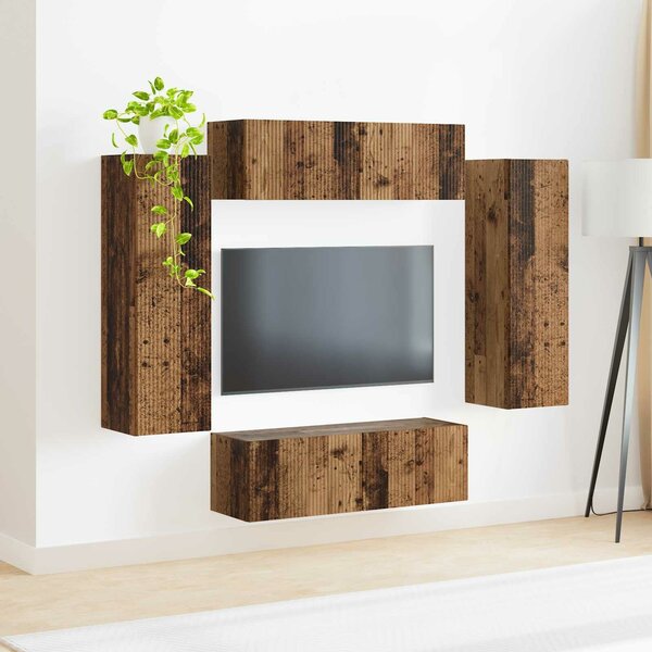 VidaXL TV falit kabinet szett 4 pcs 29,5 x 31 x 100 cm Öreg fa Faanyag