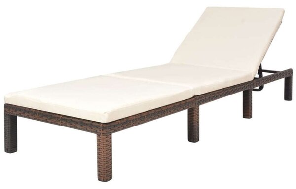 VidaXL Rattan Napozóágy - Barna - Párnával