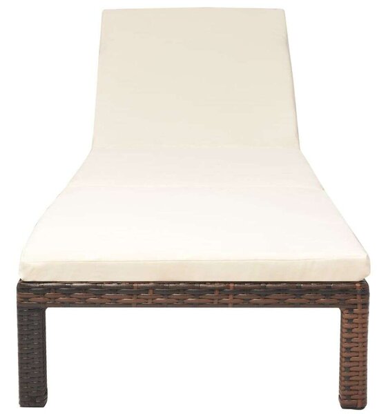 VidaXL Rattan Napozóágy - Barna - Párnával