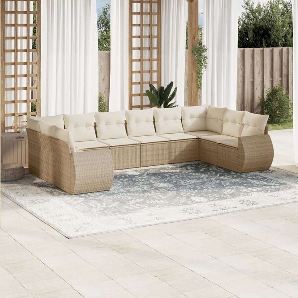 VidaXL Polyrattan Kerti Ülőgarnitúra - 10 részes - Bézs