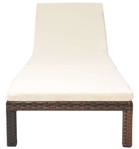 VidaXL Rattan Napozóágy - Barna - Párnával
