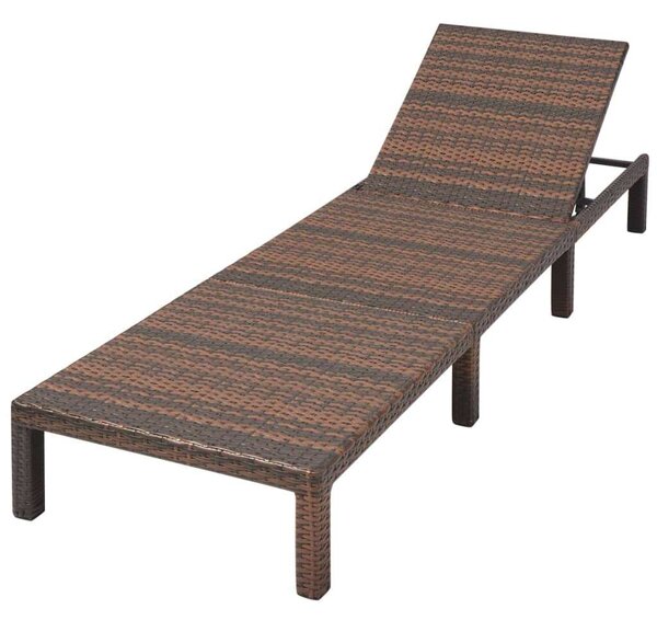 VidaXL Rattan Napozóágy - Barna - Párnával