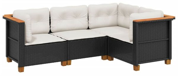 VidaXL Polyrattan Kerti Ülőgarnitúra - 4 részes - Fekete