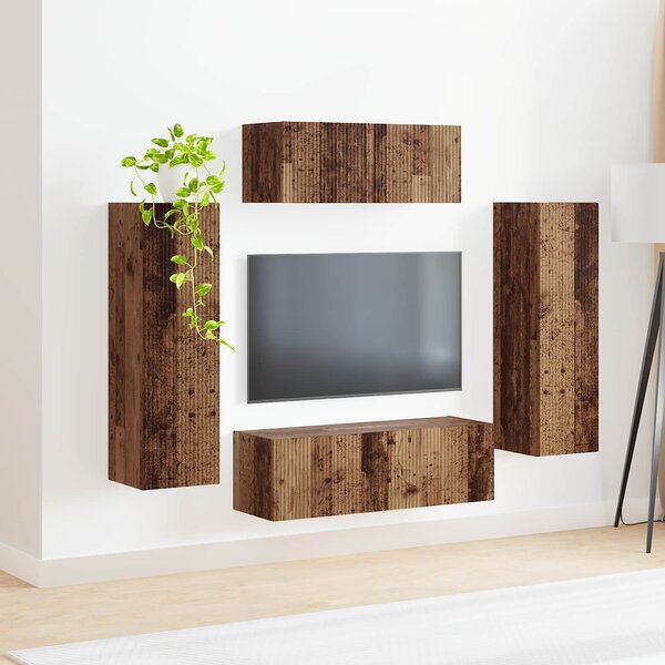 VidaXL TV szekrény garnitúra 3 pcs Füstölt tölgy Faanyag