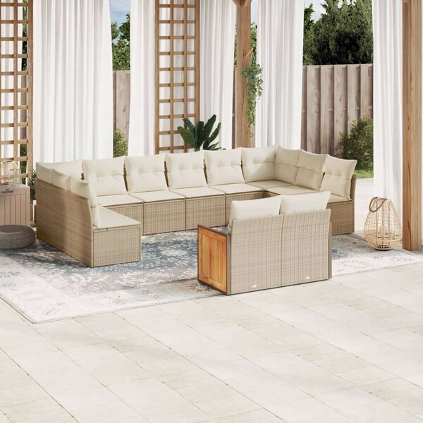 Polyrattan Kerti Ülőgarnitúra - 12 részes - Bézs