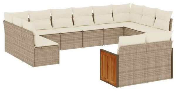 Polyrattan Kerti Ülőgarnitúra - 12 részes - Bézs