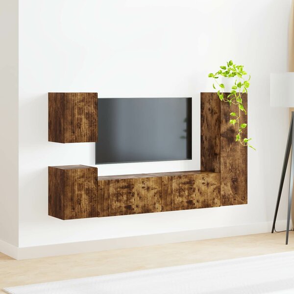 VidaXL TV szekrény garnitúra 4 pcs Füstölt tölgy Faanyag