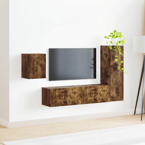 VidaXL TV szekrény garnitúra 4 pcs Füstölt tölgy Faanyag