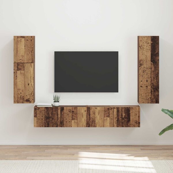 VidaXL TV szekrény garnitúra Falra szerelhető 4 pcs Öreg fa Faanyag