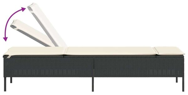 VidaXL Napozóágy - Fekete Polyrattan - 198cm