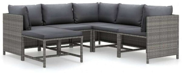 VidaXL Polyrattan Kerti Ülőgarnitúra - 6 részes - Szürke