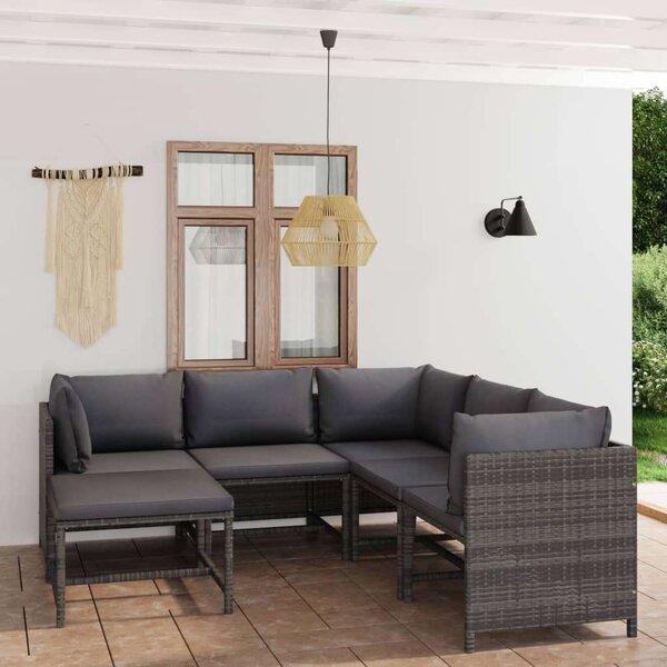 VidaXL Polyrattan Kerti Ülőgarnitúra - 6 részes - Szürke