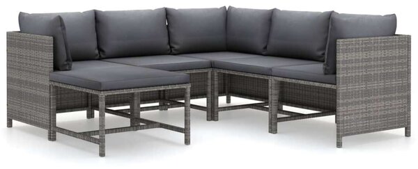 VidaXL Polyrattan Kerti Ülőgarnitúra - 6 részes - Szürke