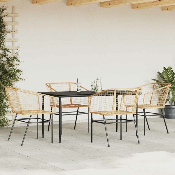 VidaXL 5 észes barna polyrattan üveg kerti étkezőgarnitúra