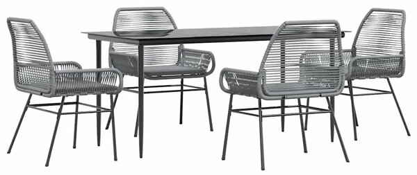 VidaXL 5 részes szürke polyrattan üveg kerti étkezőgarnitúra párnával