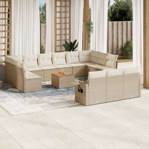 VidaXL Polyrattan Kerti Ülőgarnitúra - 14 részes - Bézs
