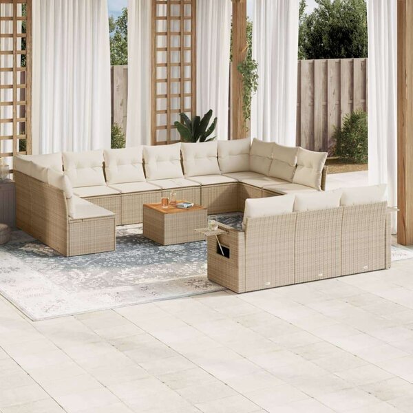 VidaXL Polyrattan Kerti Ülőgarnitúra - 14 részes - Bézs