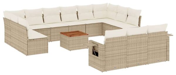 VidaXL Polyrattan Kerti Ülőgarnitúra - 14 részes - Bézs