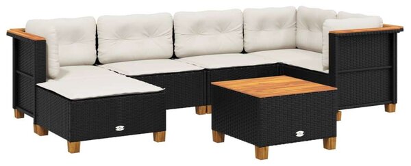 VidaXL Polyrattan Kerti Ülőgarnitúra - 7 részes - Fekete