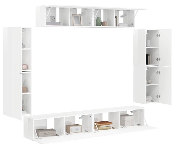 VidaXL TV szekrény 8 pcs Magas Fényű Fehér