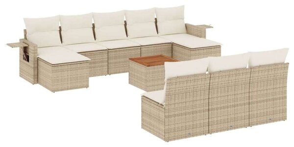 VidaXL Polyrattan Kerti Ülőgarnitúra - 11 részes - Bézs