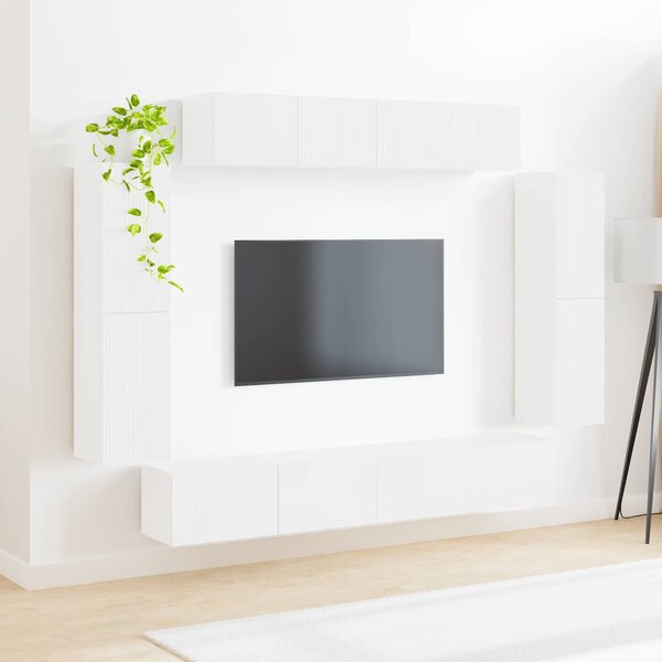 VidaXL TV szekrény 8 pcs Magas Fényű Fehér