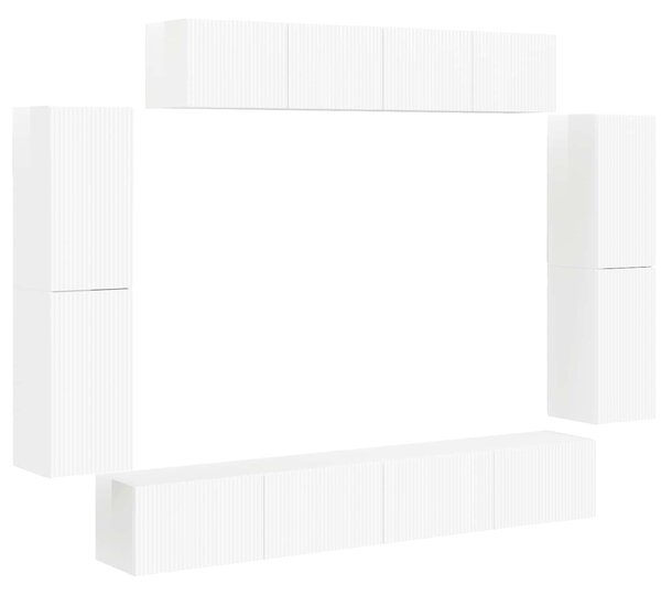 VidaXL TV szekrény 8 pcs Magas Fényű Fehér