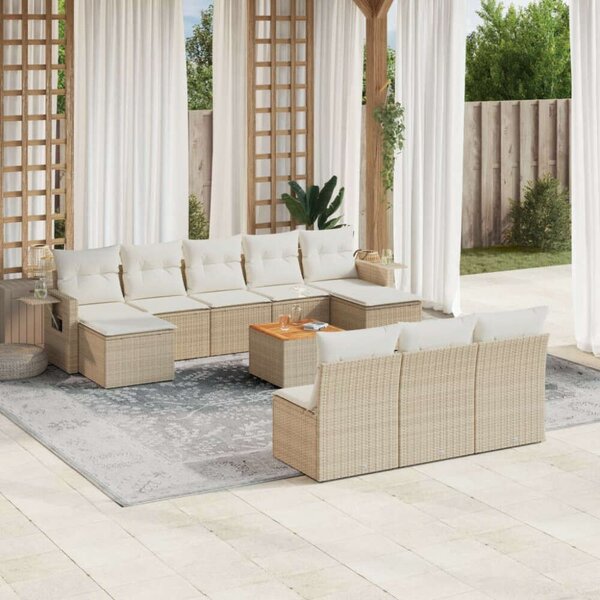 VidaXL Polyrattan Kerti Ülőgarnitúra - 11 részes - Bézs