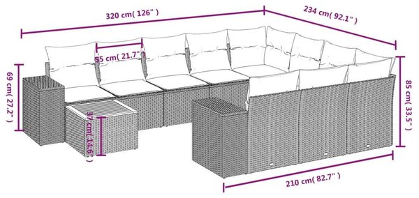 VidaXL Polyrattan Kerti Ülőgarnitúra - 11 részes - Bézs