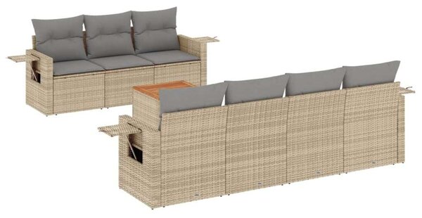 VidaXL 8 részes bézs polyrattan kerti ülőgarnitúra párnával