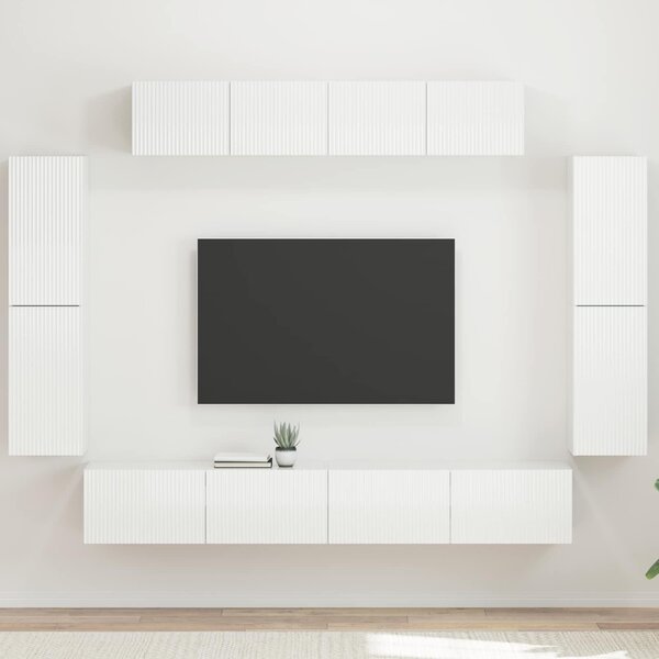 VidaXL TV szekrény 8 pcs Magas Fényű Fehér