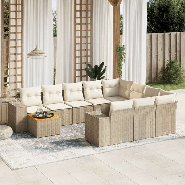 VidaXL Polyrattan Kerti Ülőgarnitúra - 11 részes - Bézs