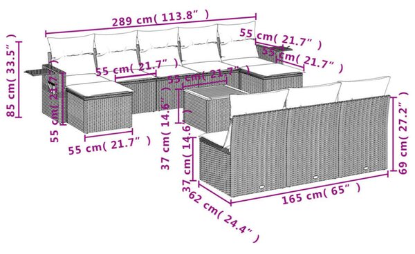 VidaXL Polyrattan Kerti Ülőgarnitúra - 11 részes - Bézs