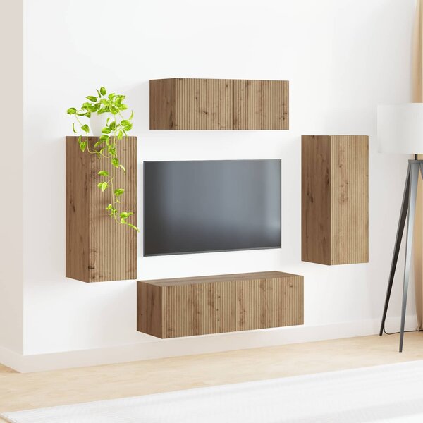 VidaXL TV szekrény garnitúra 4 db Artisan tölgy Szerelt Fa