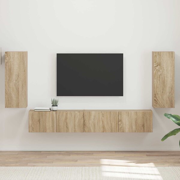 VidaXL TV szekrény garnitúra 4 db Sonoma tölgy Szerelt Fa