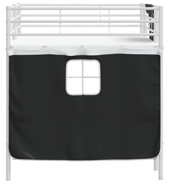 VidaXL Gyerek Loft Ágykeret Függönyökkel Fehér és fekete 90 x 201 cm