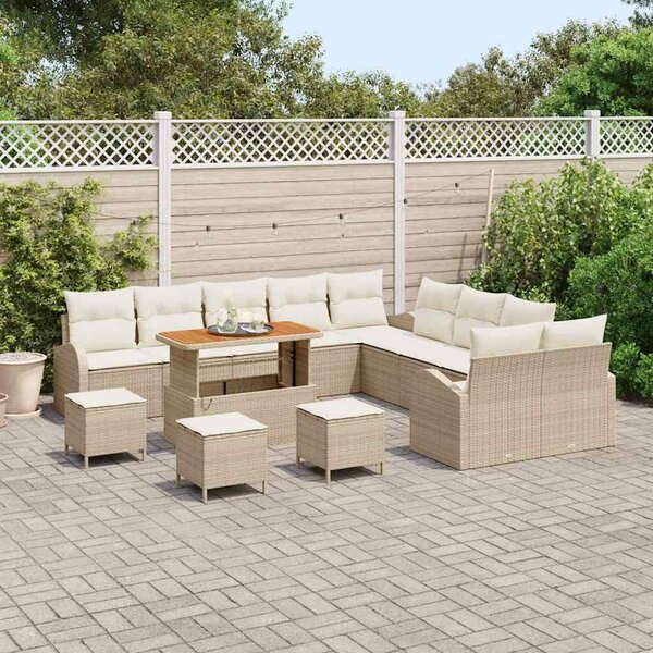 VidaXL Kerti Kanapé Szett párnával tárolóval 14 pcs Beige és krém