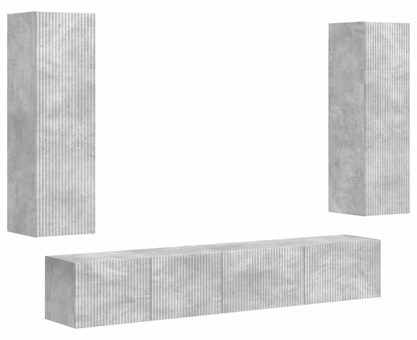 VidaXL TV szekrény garnitúra 3 pcs Beton Szürke Faanyag
