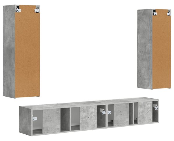 VidaXL TV szekrény garnitúra 3 pcs Beton Szürke Faanyag