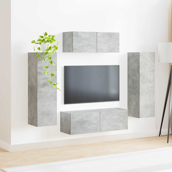 VidaXL TV szekrény garnitúra 3 pcs Beton Szürke Faanyag