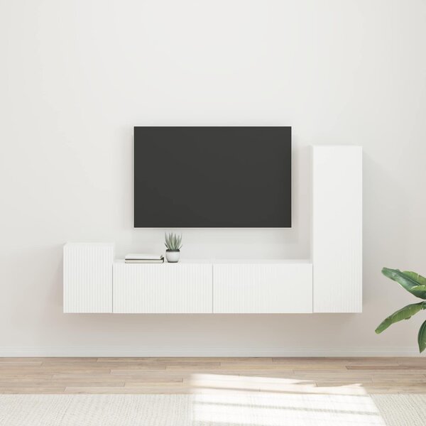 VidaXL TV szekrény garnitúra Falra szerelhető 4 pcs Fehér Faanyag