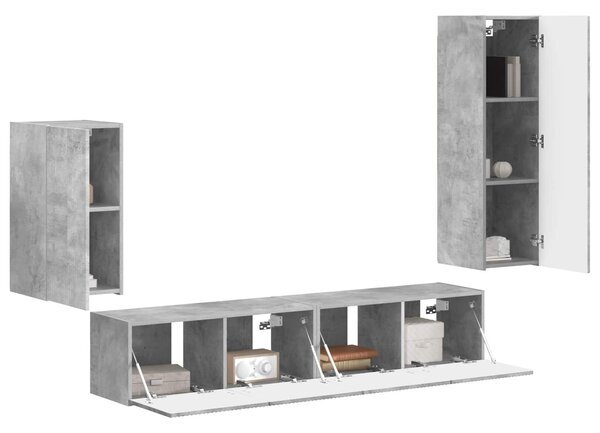 VidaXL TV szekrény garnitúra 4 pcs Beton Szürke Faanyag
