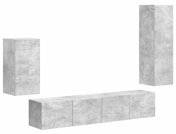 VidaXL TV szekrény garnitúra 4 pcs Beton Szürke Faanyag