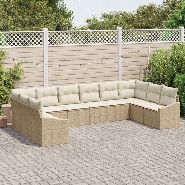 VidaXL Kerti Kanapé Szett tárolóval 10 pcs Beige és krém polirattan