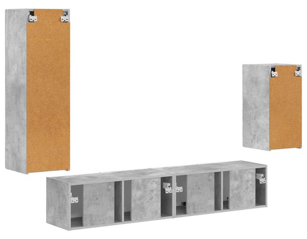 VidaXL TV szekrény garnitúra 4 pcs Beton Szürke Faanyag